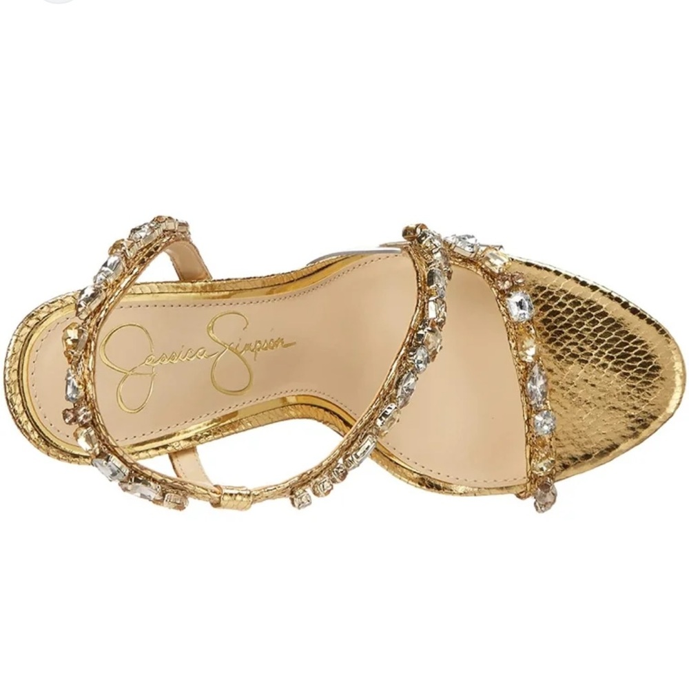 Jessica Simpson Jaycin metallic crystal embellishment strappy sandal Size 8M - Picture 12 of 17